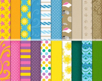 Beach Pets Digital 12"x12" Paper Designs for Card Creation, Scrapbooking. Paper Crafts, Decoupage