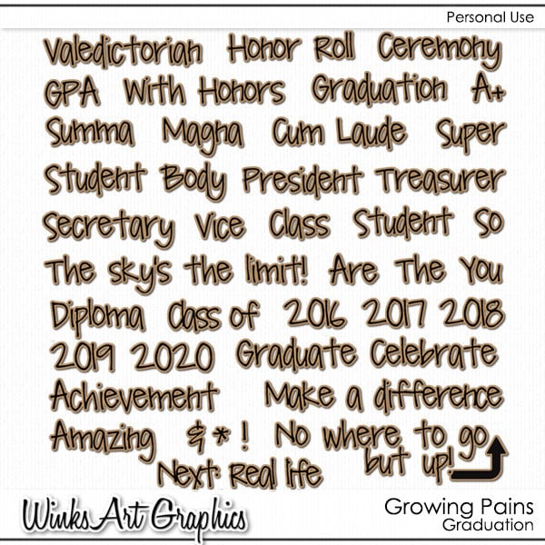 Growing Pains Graduation Digital Word Art for Scrapbooking and Card ...