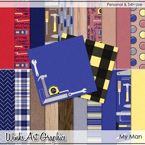 My Man Digital Construction Tools Carte per scrapbooking, creazione di carte e creazione di carta