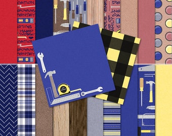 My Man Digital Construction Tools Papers for Scrapbooking, Card Creation, and Paper Crafting