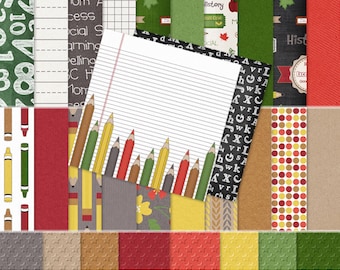 Cyber School Digital Papers for Scrapbooking, Card Making, Kid's Paper Crafts and Home School
