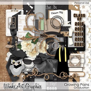 Growing Pains Graduation Digital Paper, Clip Art and Elements for Scrapbooks and Cards