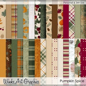 Pumpkin Spice Digital Papers for Scrapbooking, Card Making, & Autumn Hybrid Paper Crafts