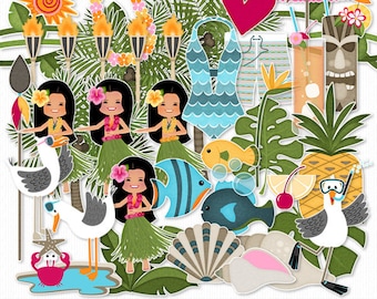 Aloha Hawaiian Romance Digital Clip Art for Paper Crafting, Card Making and Scrapbooking