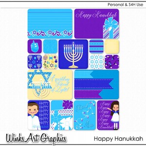 Joyeux Hanoukka! Cartes de scrapbook de poche numériques et imprimables