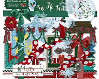 Snowy Christmas Digital Elements and Images for Scrapbooking, Paper Crafting, Collage