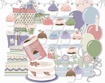Pretty Little Birthday Digital Clip Art for Scrapbooking, Card Making, and Hybrid Paper Crafting
