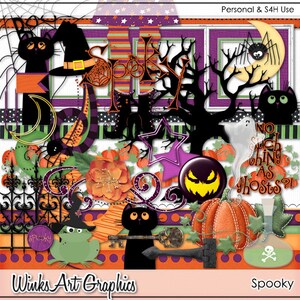 Illustraties en elementen Spookachtig Halloween-plakboek