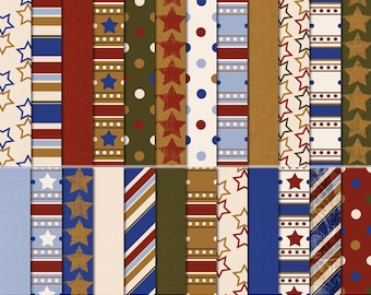 Vintage Memorial Day Scrapbook Paper, Patriotic Card Making (Digital Download)