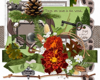 Bears in the Woods Digital Scrapbook Elements for Scrapbooking and Paper Crafting