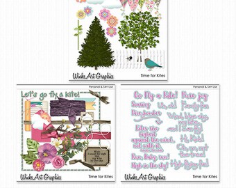 Kite Clip Art: Springtime Scrapbooking Graphics (Digital Download)