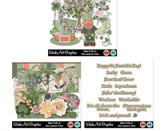 Lucky Wee Folk Digital Clip Art, Elements, Word Art for Scrapbooking, Card Making and Paper Crafts