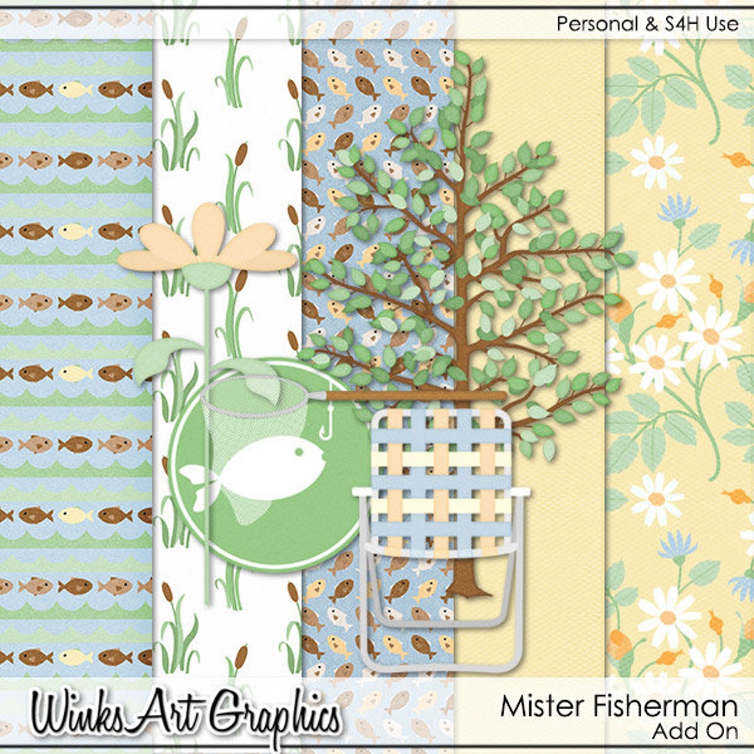Mister Fisherman Digital Scrapbook Add-on - Etsy