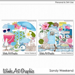 Sandy Weekend Digital Clip Art y elementos para scrapbooking, creación de tarjetas, elaboración de papel