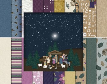 A Child's Nativity Digital Scrapbook Papers