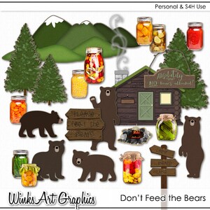Don&#39;t Feed the Bears! Digital Clip Art for Card Making & Scrapbooking