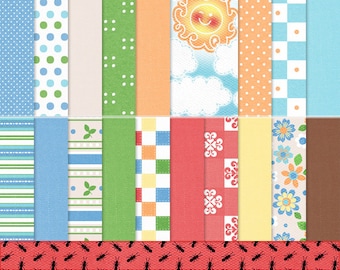 Picknick digitaal papierpakket: scrapbooking en kaarten maken (digitale download)