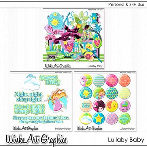 Lullaby Baby Digital Clip Art and Elements for Scrapbooking and Card Making