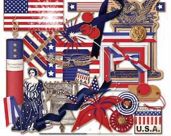Made in America Digital Elements for Scrapbooking, Card Creation and Paper Crafts