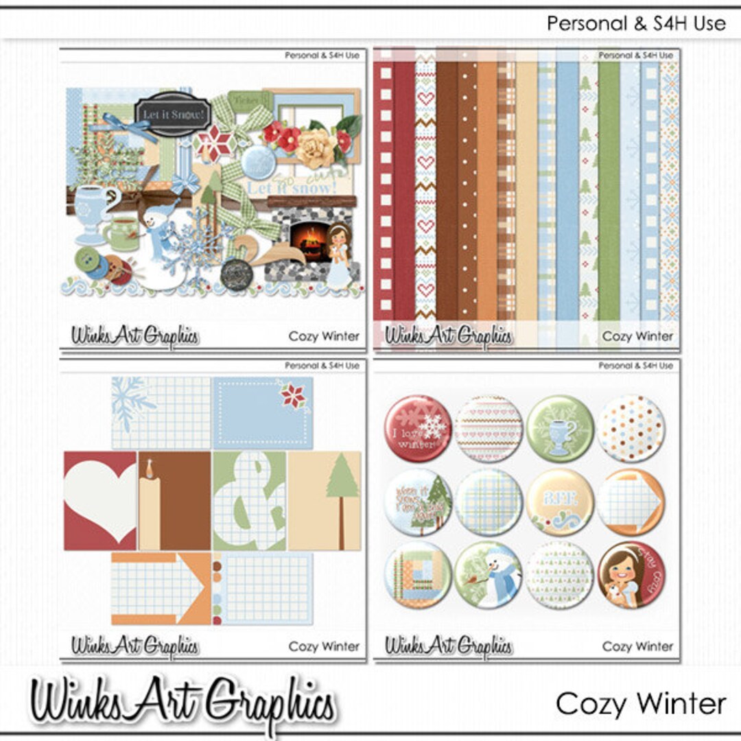 Cozy Winter: Digital Scrapbook Kit - Etsy