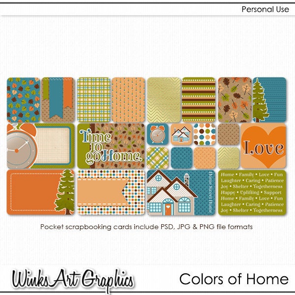 Colors of Home Digital & Printable Pocket Scrapbooking Cards - Etsy