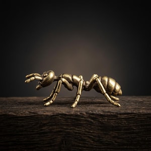 Solid Brass Ant Figurine Miniature Insect Sculpture Luxury Desk Decor Cabinet of Curiosities Metal Bug Ornament
