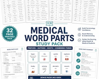 Przewodnik do nauki terminologii medycznej – Terminologia medyczna do druku – Przewodnik do nauki pielęgniarstwa – Zestaw kart do druku