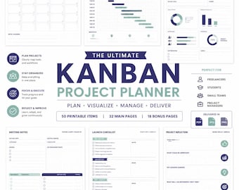 Project Planner Printable - Task Tracker Printable - Productivity Planner - Printable Cards Kit