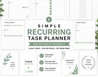 Task Tracker Printable - Daily Planner Printable - Recurring Task Planner - Printable Planner