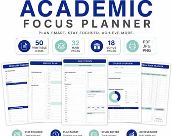 Student planner printable | Study Planner & Assignment Tracker for Exam Prep and Time Management