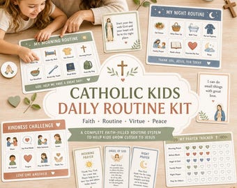 Catholic Kids Daily Routine Kit, Faith Habit Tracker (PDF Download)