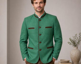 Herren Trachten Jacke Oktoberfest Outfit, Traditioneller Deutscher Loden Mantel, Alpine Grüne Jacke, Bier Festival Kleidung Herren