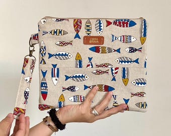 Flache Kosmetiktasche, handgefertigte Kosmetiktasche, Mehrzweck-Organizer, Reise-Kulturbeutel, Geschenk für sie, Weihnachtsgeschenk