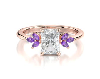 2.00ct Radiant Cut Moissanite Solitaire Ring, 14K White Gold,  engagement ring