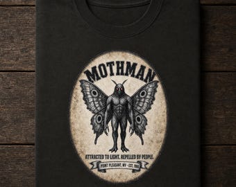 Camiseta de Mothman, divertida camiseta de criatura críptida con diseño vintage y humor negro.