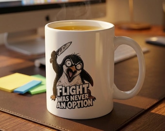 Volar nunca fue una opción. Divertido pingüino desquiciado. Regalo para amantes de los pingüinos. Idea de regalo para amantes de los pingüinos. Humor caótico.