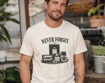 Never Forget Vintage Retro Tech - Cassette VHS Floppy Disk iPod Nostalgia Gift for 90s 2000s Millennials