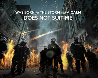 Riot Police Poster Motivational Art Officer Law Enforcement Fire Protest Andrew Jackson Quote Brave Courage Strong Canvas