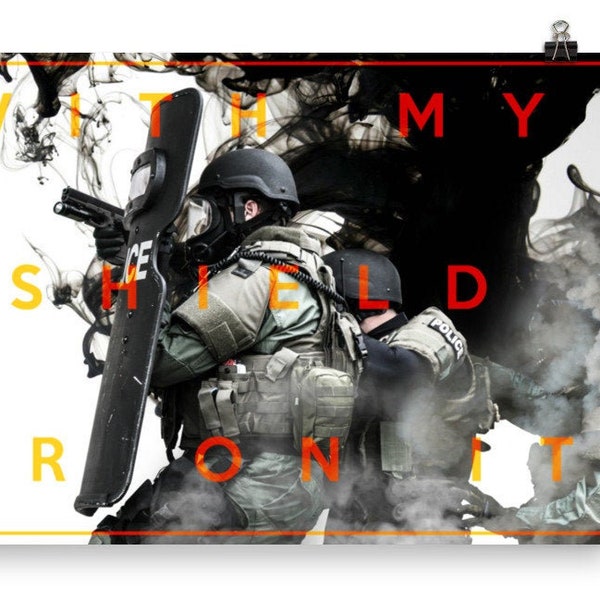 Police SWAT Poster Art "With My Shield or On It" Spartan Laconic Tactical Team Law Enforcement Trendy Modern Large Custom