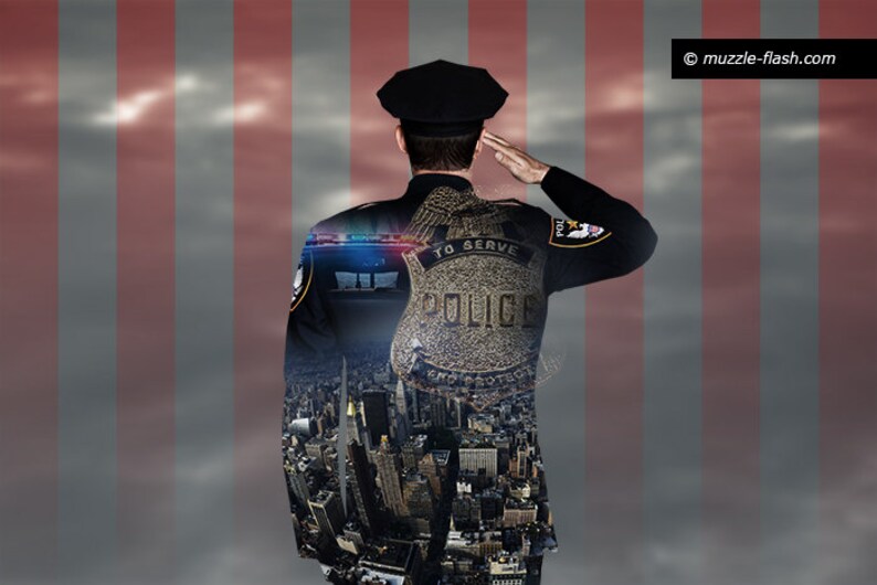 Saluting Police Memorial Poster Art Law Enforcement Large | Etsy