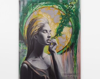 Origineel schilderij "Verbinding met overvloed" | Spirituele muurkunst | Vrouwelijke energiekunst | Overvloedig kunstwerk | Conscious Living-decor