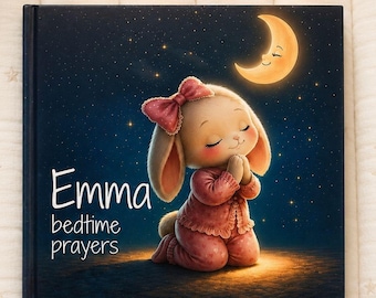 Personalized Bedtime Prayer Book for Girls, Christian Baptism Gift, Custom Name Baby Book, Godmother Gift for Goddaughter, Baby Dedication