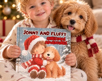 Personalized Storybook, Custom Baby Book, Personalized Christmas Story with Child and Dog, Christmas Gift for Kids, Custom Pet Book