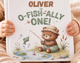 Ofishally One Birthday Book Personalized, Custom Baby Book, 1 Year Old Boy Gifts, First Birthday Book, Fishing Baby Gift, 1st Birthday Gift