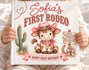 Personalized Cowgirl Birthday Book, Cowboy Birthday, First Rodeo Birthday, Custom Baby Book, First Birthday Gift, Western Baby Book