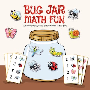 Bug Jar Math Activity, Preschool Insect Counting Game, Toddler Busy Book (PDF Download)