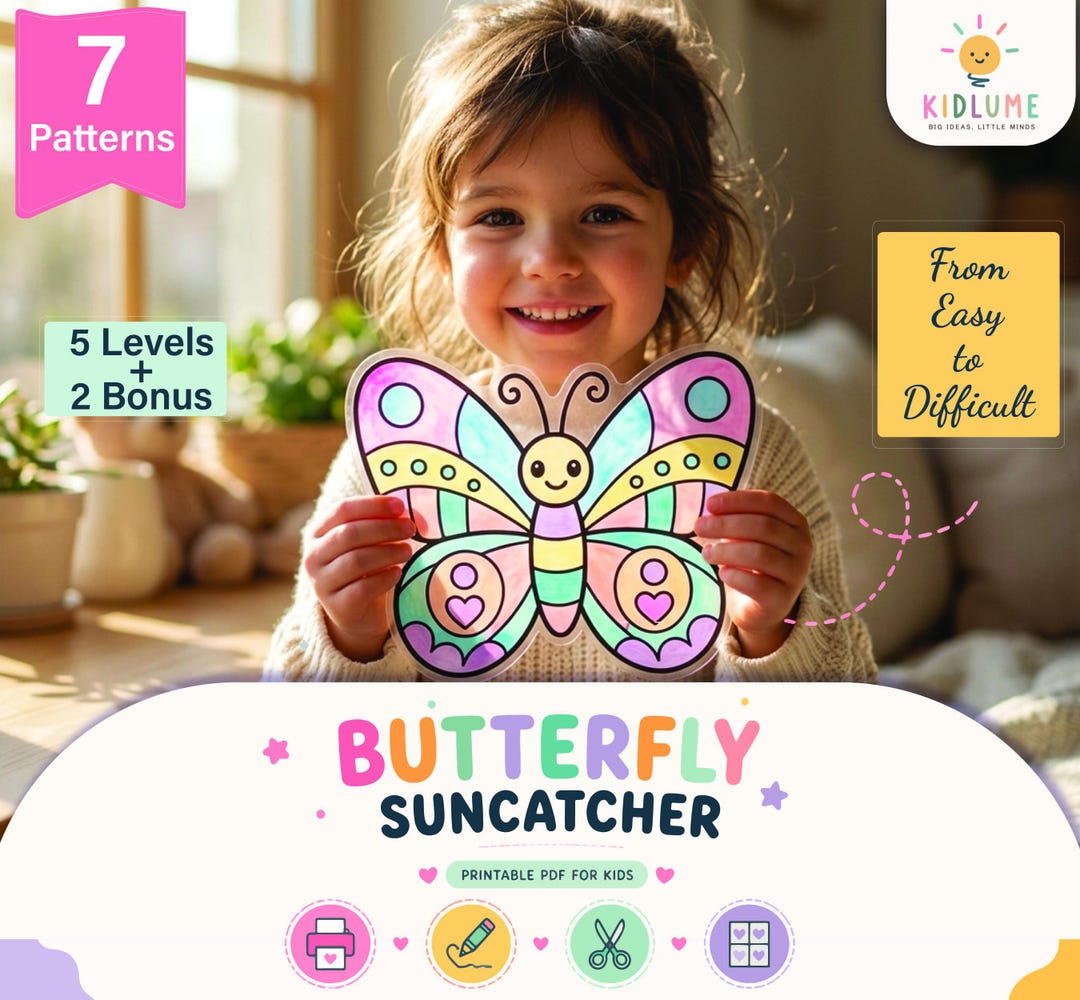 Butterfly Suncatcher Craft Activity | Mosaic Art PDF for Kids (digital ...