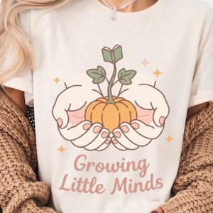 Growing Little Minds Pumpkin Book Teacher PNG (digital nedladdning)