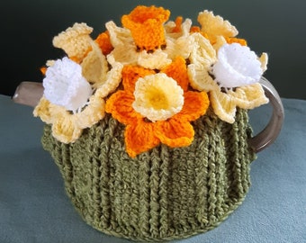 Daffodil Tea cosy pure wool base smothered in daffodils