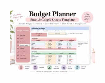 Budgetplanner spreadsheet | Excel- en Google Sheets-sjabloon (digitale download)